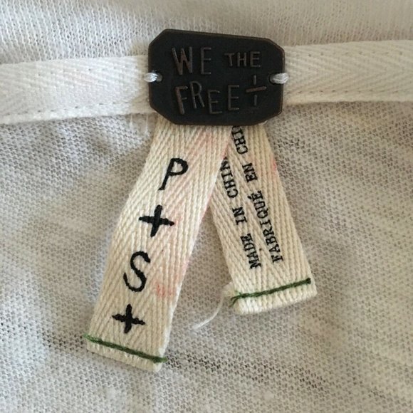 FREE PEOPLE Sea Side Linen Blend Tee Nautical - S - Picture 3 of 7